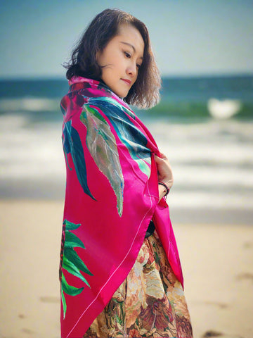 Silk Shawl - The Enchanting Peony Silk Shawl